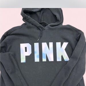 PINK Victoria's Secret Black Hoodie with Multicolor Logo